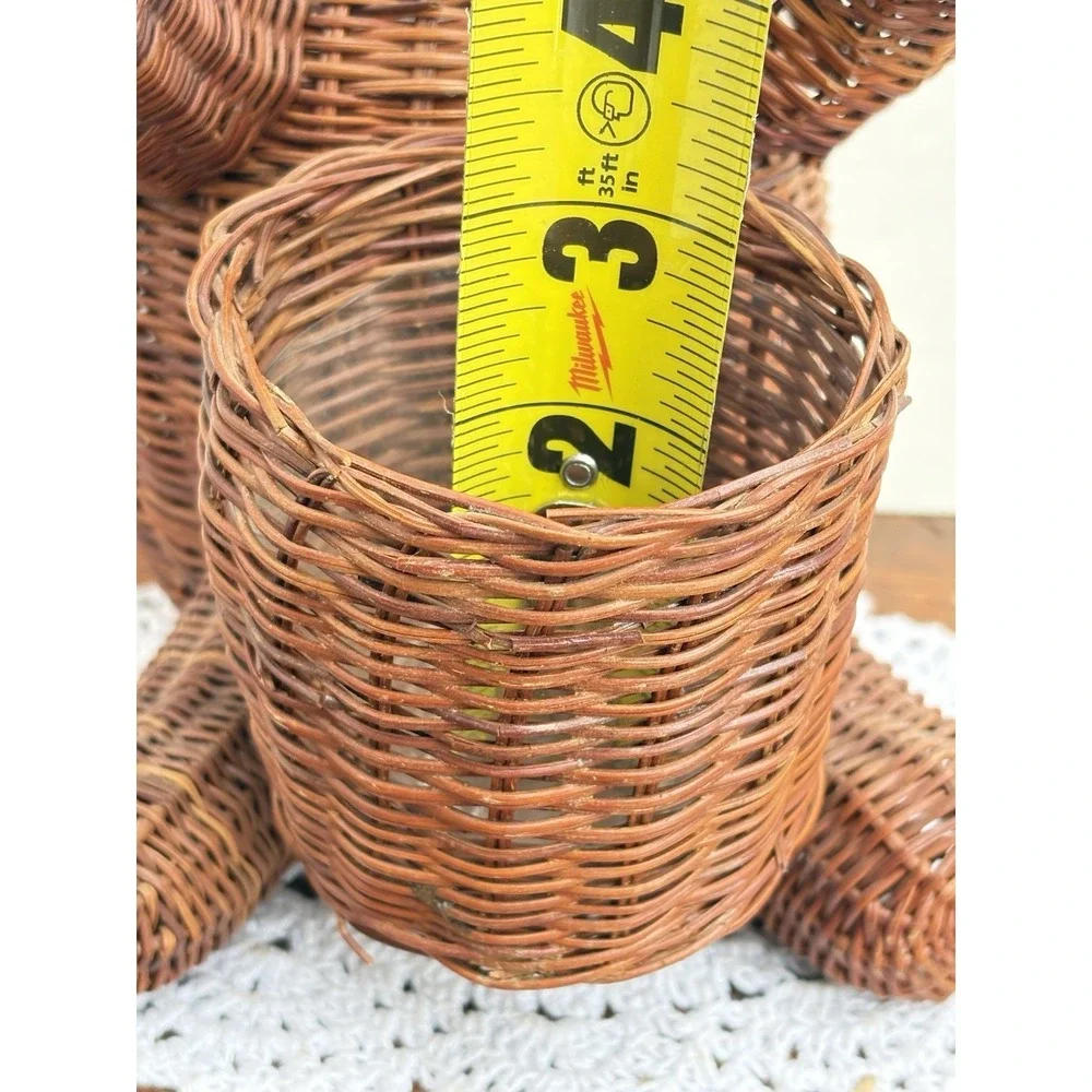 Vintage Chinese Woven Wicker Basket Planter Bear 9